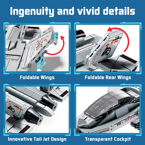 J-15 577PCS 812, Fighter Jet Building Kit, Military Aircraft Model for Boys Army Airplane Toy with Foldable Wings