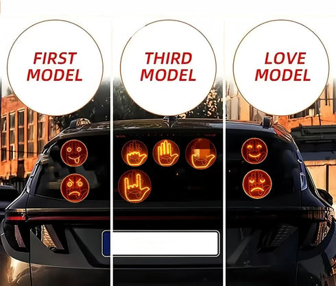 Car LED Smile Face Light with Remote Control - Fun Rear Window Warning Lamp