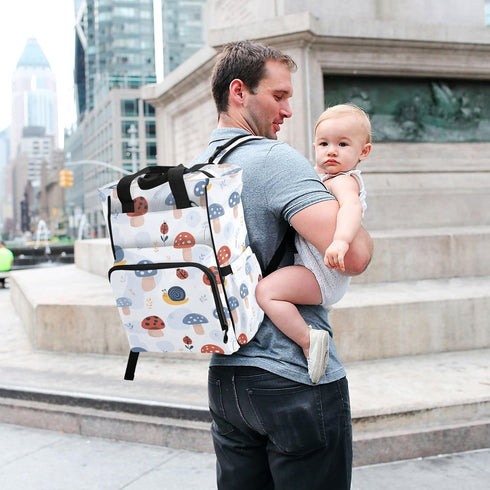 SUABO Backpack Mushroom Snail Ladybug Pattern Baby Diaper Bag Large Bag Waterproof Travel Diaper Bags for Moms and Dads