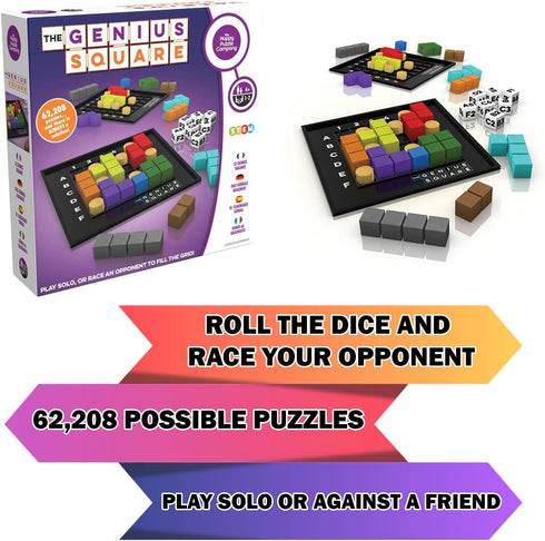 60000+ The Genius Square from The Happy Puzzle Company Game of The Year Award Winner, Solutions STEM Puzzle Game. Roll