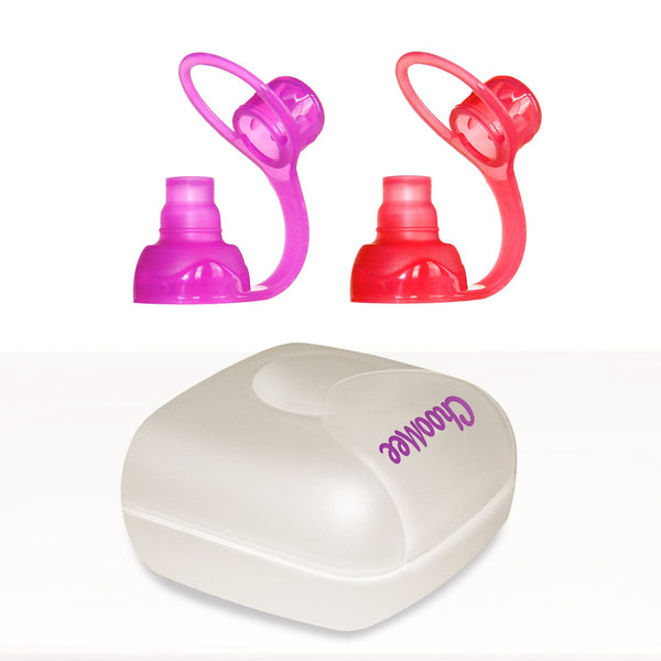 ChooMee SoftSip Food Pouch Tops | Red Purple + White Travel Case | Prevent Spills and Protect Child's Mouth