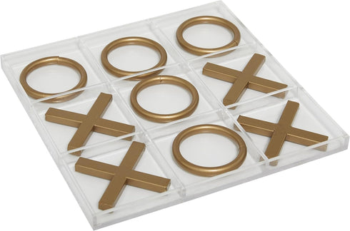 Deco 79 Metal Tic Tac Toe Game Set with Gold Pieces, 12" x 1" x 12"