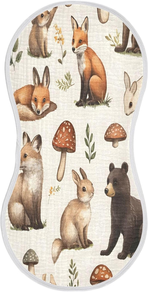 JUZIHAI 22 11 Inch, 2 Pack Woodland Animals Muslin Baby Burp Cloths Soft Absorbent Cotton Burping Cloth Burping Rags