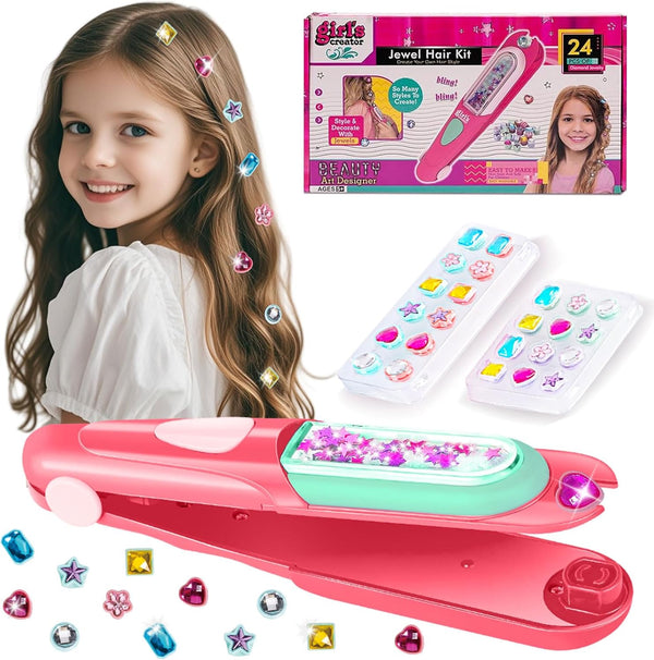 Yoloflix Hair Gem Stamper Kit, Bling Hair Jewels for Girls Toys, Hair