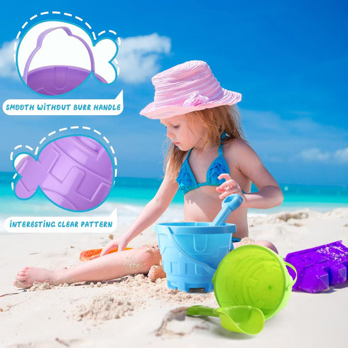 Sosation 60 Pcs Sand Buckets Bulk for Kids, Beach Buckets and Shovels 5.5 Inch Plastic Beach Pails Sand Toys for Girls