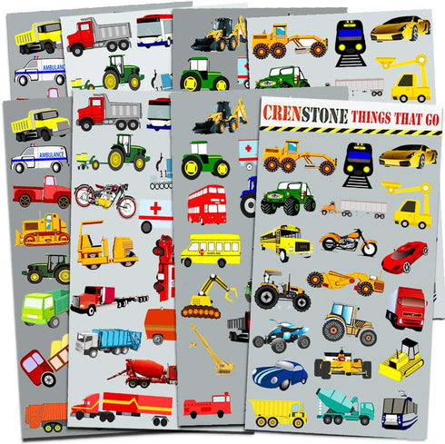 Crenstone Cars and Trucks Stickers Party Supplies Pack Toddler - Over 160 Stickers