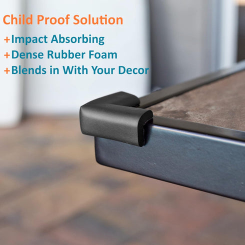 Baby Proof Corners and Edges with 18ft Bumper & 8 Foam Corner Protectors, Thick, Odorless, Black