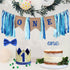 Burlap Baby Boy's 1st Birthday Decoration - Handmade Crown, High Chair Banner, Cake Topper, Tie