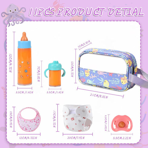 6-Piece Set 1024 Inch CARANOVO Baby Doll Feeding Magic Bottles & Pacifiers for Dolls, Disappearing Milk & Juice