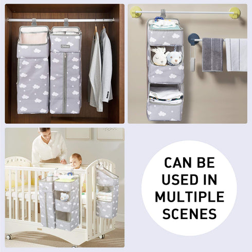 3-in-1 Orzbow Hanging Diaper Caddy Organizer for Changing Table, Nursery Organization and Diaper Stacker for Crib Wall