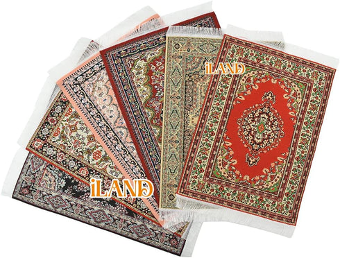 iLAND Miniature Dollhouse Accessories, Victorian Woven Rug 9.4” x 5.7” for 1/12 Scale Dolls (2pcs Time)