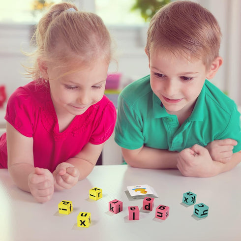Wooden Blocks Spelling Game, Alphabet Puzzles Blocks, Montessori Learning Toy for Kids Ages