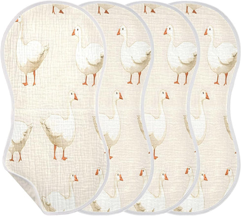 YETTASBIN White Geese Muslin Baby Burp Cloth, Super Soft Absorbent Cotton Burp Rag Baby Bibs Feeding Cloth for Newborn