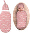 Cute Pink Strawberry Newborn Baby Swaddle Blanket with Beanie Hat, Gifts for Boys and Girls