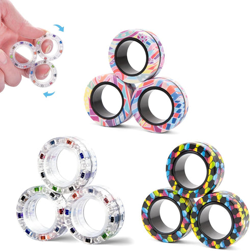 9Pcs Magnetic Rings Fidget Toys for Adults and Kids,Fidget Spinner Rings for