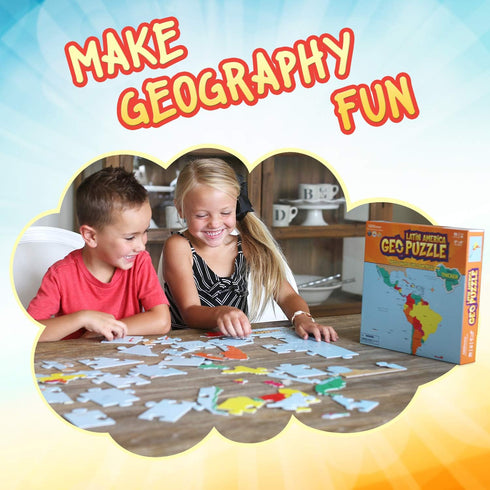GeoToys GeoPuzzle Latin America - 50 Piece Geography Jigsaw Puzzle for Kids, Jumbo Size, Ages 4 and Up