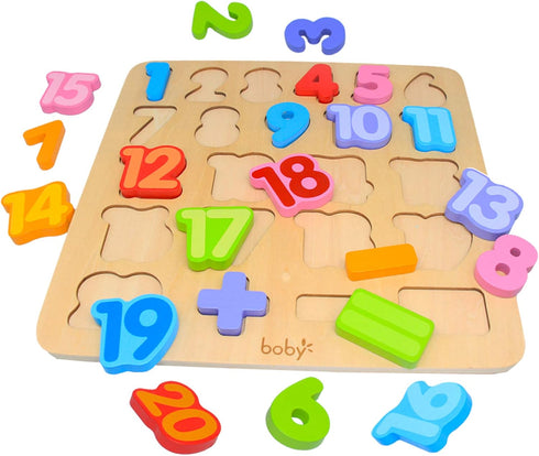 Wooden Number Puzzle Toys - ABC Letter & Number Puzzle for Toddlers 1-3 Years Old, Educational Gift