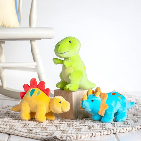 7-Inches, Mary Meyer Stuffed Animal Smootheez Pillow-Soft Toy, Scales Blue Triceratops Dinosaur