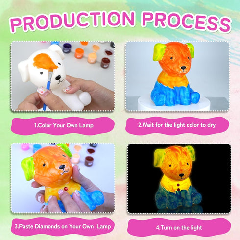 Paint Your Own Dog Lamp Kit, DIY Dog Art Craft Painting Kits for Kids Age 4-12, Creative Gifts for Easter and Birthdays