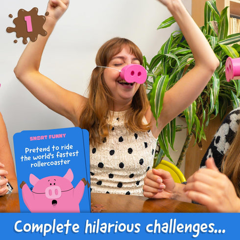 150 5 4-8 8+ Snort Funny The Oinkredible You Laugh You Lose Party Game, Family Games for Kids and Adults w/ Challenge