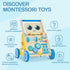 Monlaeurd Robot Wooden Baby Walker, Adjustable Push Pull Toy, Montessori Activity Center, Learning Activity Walker