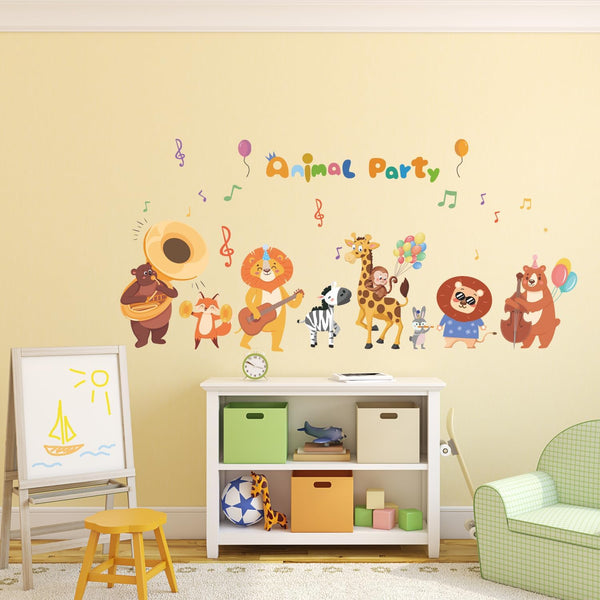 LOMILY Kids Playroom Animals Wall Stickers Large,Color Nursery Daycare Wall Decals,Cute Wall