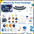 Fiesec 130 Two the Moon Birthday Boy PCs Outer Space Second Birthday Party Supplies with Backdrop, Cake Topper