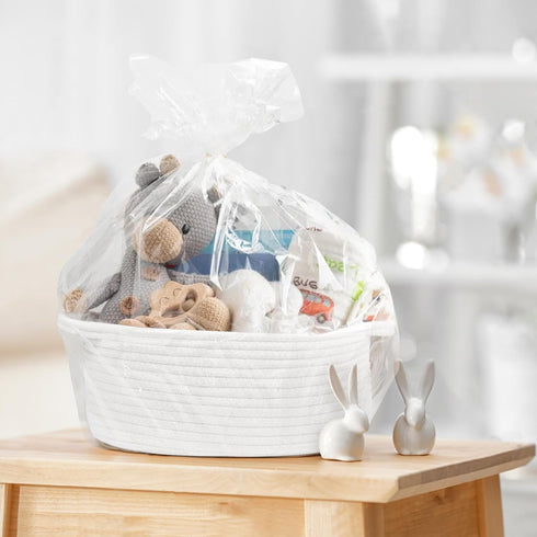 Small Woven Gift Basket - Cotton Rope Cat Dog Toy Bin Box, Nursery Baby Basket, Cute Storage Basket for Home Decor,