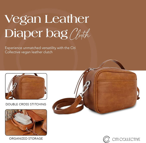 Eco-Friendly Vintage Tan Diaper Bag Clutch - Chic Solution for Parents