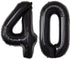 Black Giant 40 Number Balloons - Jumbo Foil Mylar Balloons for 40th Birthday Party Decorations and Anniversary Events