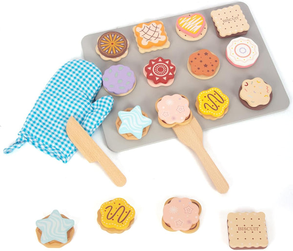 Slice and Bake Wooden Cookie Play Food Set for Kids, Kitchen Toys