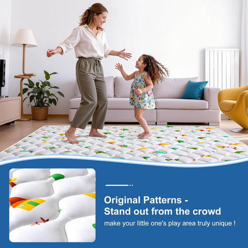 50" 50", Odorless Premium Foam Baby Play Mat x Soft Microfiber Fabric Crawling Mat for Floor- Comfortable