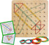 Wooden Geoboard with Rubber Bands, Montessori Educational Toy for Kids, Graphical Math Pattern Blocks & Cards