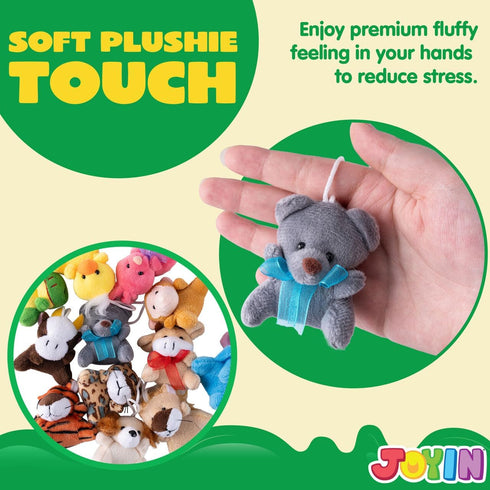 JOYIN 36 Pack Mini Animal Plush Toy Assortment (36 Units 3" Each), Bulk Stuffed Animals Party Favors for Kids
