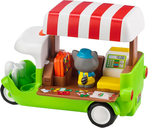 Klorofil 6pc Playset, 18Mo+ Timber Tots: Food Truck - Mobile Vehicle Shop & Character Racoon Animal Figurine