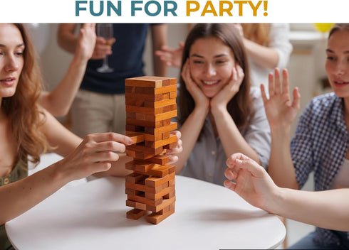 BSIRI Wooden Tumbling Tower Family Game for Senior and Adult and Classic Stacking Party Block for Challenging Your