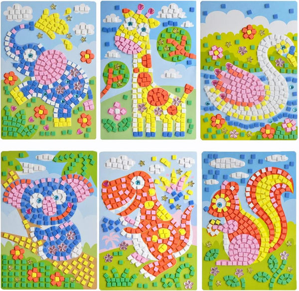 CCINEE 6 PCS Mosaic Sticker Art Puzzle DIY Handmade Painting for Kids Educational Toys