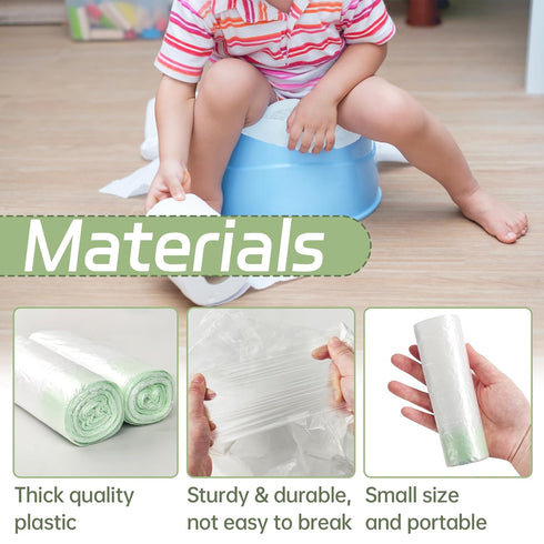 Panxxsen 200 Pack Portable Potty Chair Liners with Drawstring,Disposable Potty Liners Bags,Training Toilet Seat Potty