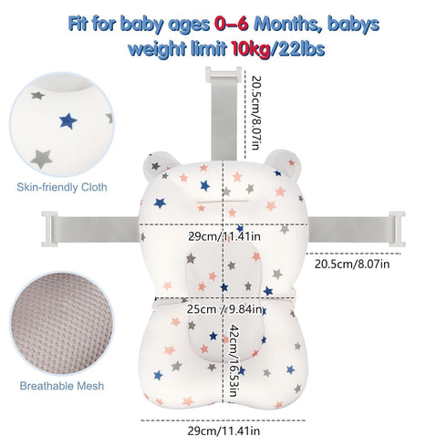 0-12 Colorlife Baby Bath Seat Support Net Infant Bathing Seat Support Mat, Adjustable Comfortable Non-Slip