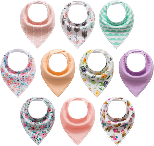 Baby Bandana Drool Bibs - Soft Absorbent Cotton Bibs for Boys, Girls, Unisex 4/8/10 Pack