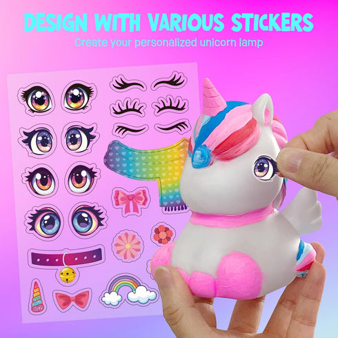 6-12, 3 4 5 6 7 8 9 10 11 12+ Paint Your Own Unicorn Lamp Kit, Art Supplies Unicorn Painting kit for Kids, Arts