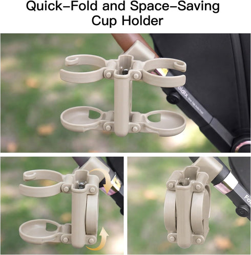 3 1 360 Gromast in Foldable Stroller Cup Holder with Phone Holder, Rotatable Bottle Holder, Universal Cup Holder