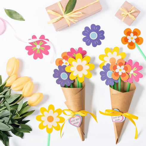 72Pcs Set BeYumi Flower Bouquet Craft Kit - Mother's Day Flower Bouquet Craft for Kids Make Your Own Bunch of Flowers