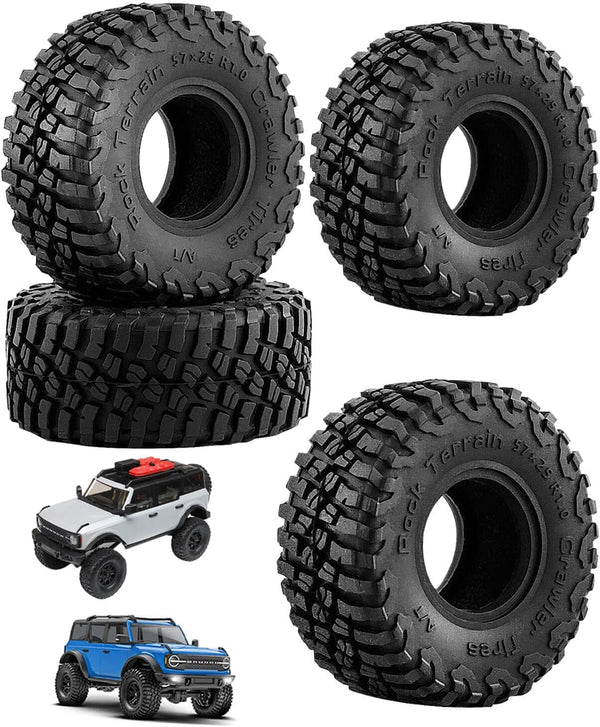 4PCS RC Crawler Rubber Tires, 1.0in Black Wheels for 1/18 1/24 TRX4M, SCX24, FCX24