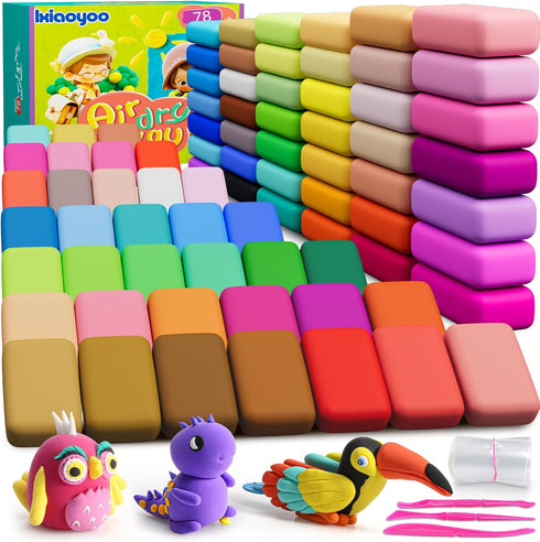 Ixiaoyoo Air Dry Clay for Kids, 78 Colors Modeling Magic Clay, Safe