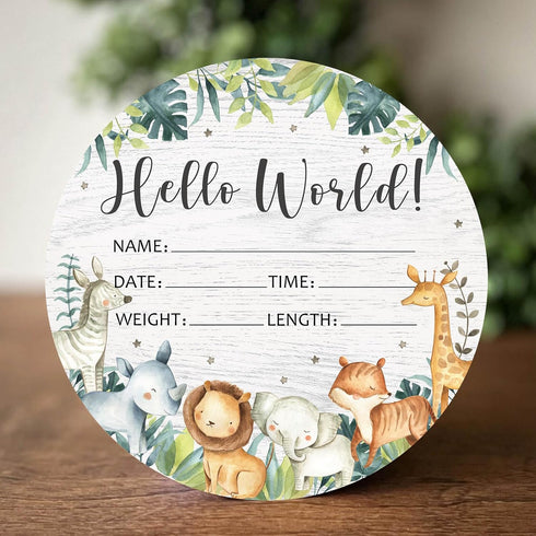 Safari Baby Milestone Blanket with Birth Stat Sign, Jungle Animals Monthly Growth Chart, 50"x40" Baby Nursery