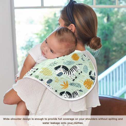 decor gift 4 Pack 22x11in Cotton Muslin Burp Cloth Breathable Funny Jungle Zebras Green Feeding Cloth for Unisex