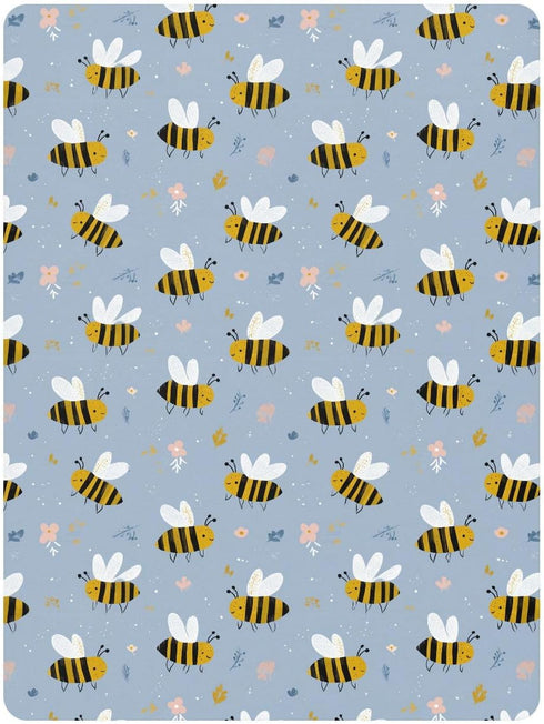 miaozhen 1 Pack 52x28 Cotton Baby Crib Sheets for Boys Girls Soft Stretchy Funny Shores Bees Playard Mattress Sheets