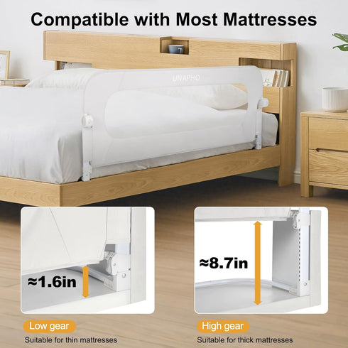 UNAPHO System,47" 31" Bed Rail for Toddlers,Swing Down Kids Bed Rails Guard for Twin,Full,Queen,Bunk Size Bed,Extra