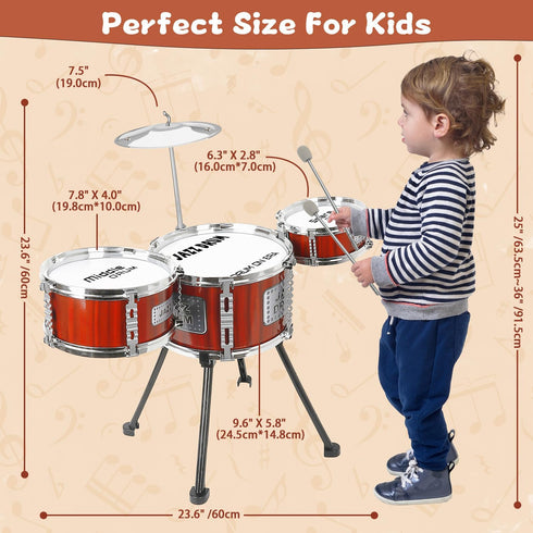 Set Set 3-5 3 3 4 5 Kids Drum Music Toy Drum for Toddlers Ages Jazz Drums Kit with Stool, Drums Percussion Musical
